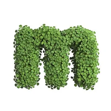 Clover letter M - Lowercase 3d spring font - Suitable for Nature, ecology or Stock Illustration
