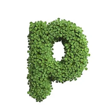 Clover letter P - Lowercase 3d spring font - Suitable for Nature, ecology or Stock Illustration