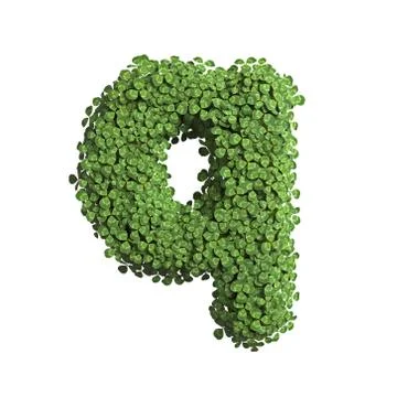 Clover letter Q - Lower-case 3d spring font - Suitable for Nature, ecology or Stock Illustration