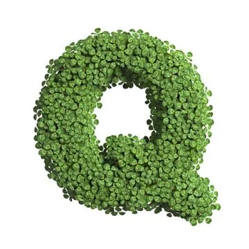 Clover letter Q - Upper-case 3d spring font - suitable for Nature, ecology or Stock Illustration