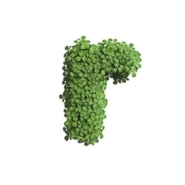 Clover letter R - Lower-case 3d spring font - Suitable for Nature, ecology or Stock Illustration