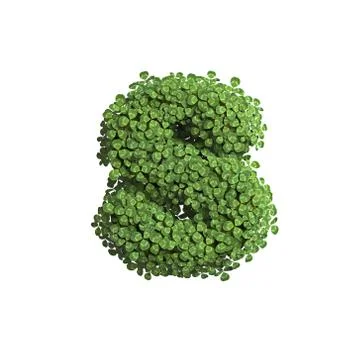 Clover letter S - Lowercase 3d spring font - Suitable for Nature, ecology or Stock Illustration