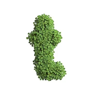 Clover letter T - Lower-case 3d spring font - Suitable for Nature, ecology or Illustrazione stock