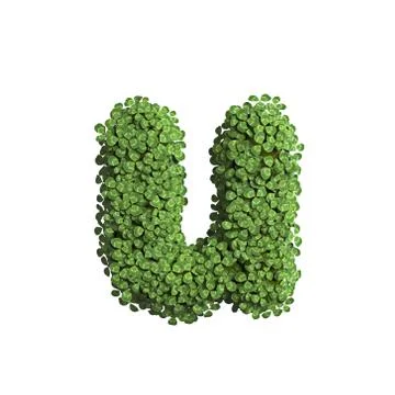 Clover letter U - Small 3d spring font - Suitable for Nature, ecology or envi Stock Illustration