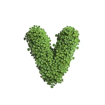 Clover letter V - Small 3d spring font - Suitable for Nature, ecology or envi Stock Illustration