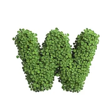 Clover letter W - Lower-case 3d spring font - Suitable for Nature, ecology or Stock Illustration
