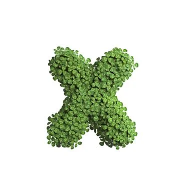 Clover letter X - Small 3d spring font - Suitable for Nature, ecology or envi Stock Illustration