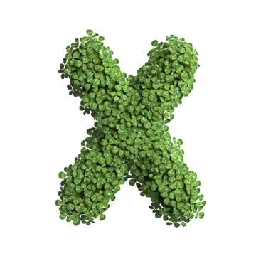 Clover letter X - Upper-case 3d spring font - suitable for Nature, ecology or Stock Illustration