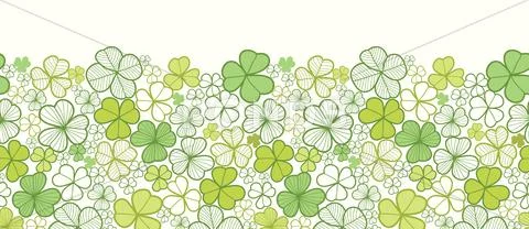 Clover line art horizontal seamless pattern background border Stock Illustration