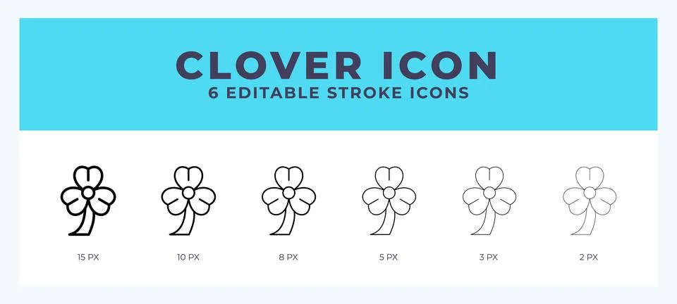 Clover line icon with different stroke. Vector illustration. Illustrazione stock