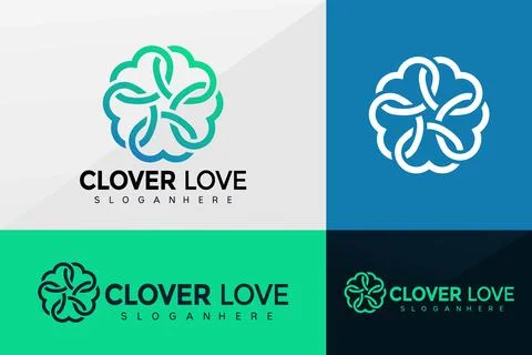 Clover Love logo vector, Leaf Logos design, modern logo, Logo Designs Vector  Stock Illustration