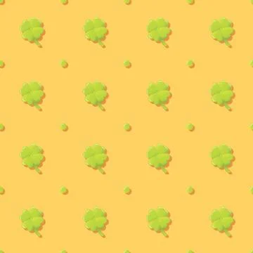 Clover Lucky Leaf Seamless Pattern Stock Illustration
