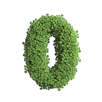 Clover number 0 -  3d spring digit - Suitable for Nature, ecology or environm Stock Illustration