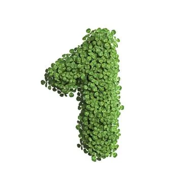 Clover number 1 -  3d spring digit - Suitable for Nature, ecology or environm Stock Illustration