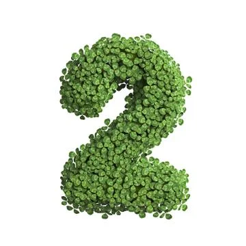 Clover number 2 -  3d spring digit - Suitable for Nature, ecology or environm Stock Illustration