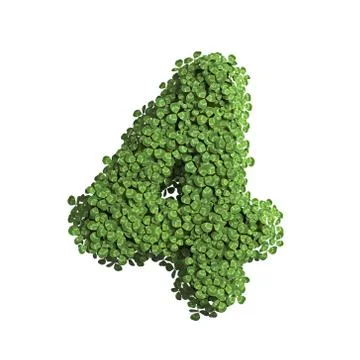 Clover number 4 -  3d spring digit - Suitable for Nature, ecology or environm Stock Illustration