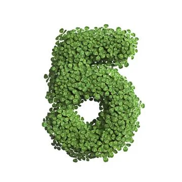 Clover number 5 -  3d spring digit - Suitable for Nature, ecology or environm Stock Illustration