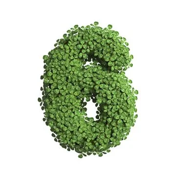 Clover number 6 -  3d spring digit - Suitable for Nature, ecology or environm Stock Illustration