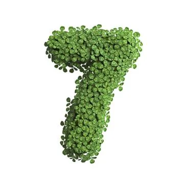Clover number 7 -  3d spring digit - Suitable for Nature, ecology or environm Stock Illustration