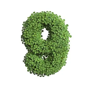 Clover number 9 -  3d spring digit - Suitable for Nature, ecology or environm Illustrazione stock