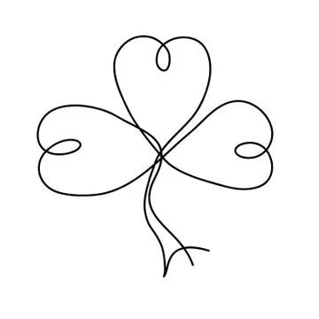 Clover from one line. Drawing one line. Ilustração Stock
