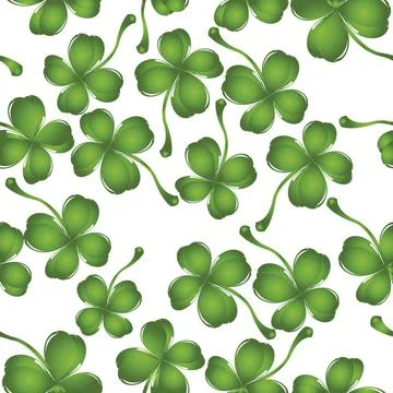 Clover pattern Bckckground with fresh four leaves clover, pattern Copyrigh... Stock Photos