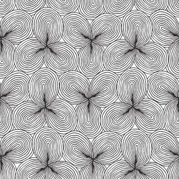 Clover seamless pattern in black and white Stock Illustration