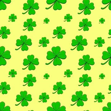 Clover seamless pattern. Green four leaf shamrock repeating tile. Vector illu Stockillustratie