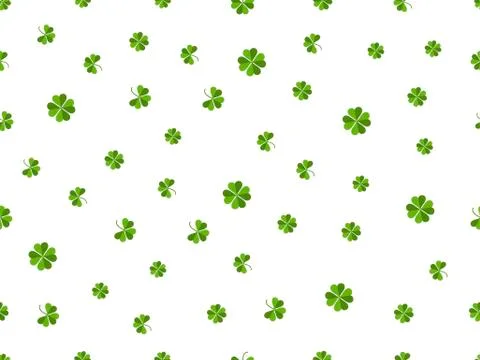 Clover seamless pattern. Green leaves on a white background. Vector Illustrazione stock