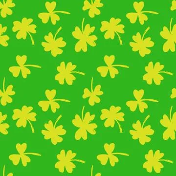 Clover seamless pattern. Grunge vector dry brush illustration. Illustrazione stock