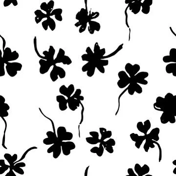Clover seamless pattern. Grunge vector dry brush illustration. 库存插图