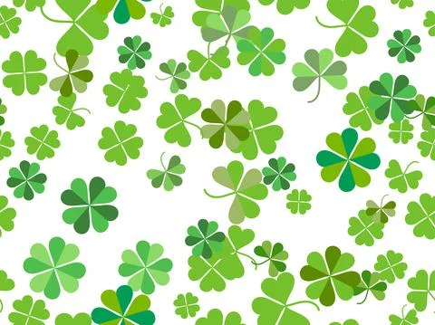 Clover seamless pattern for Saint Patrick's Day. Four-leafed and three-leafed Stock Illustration