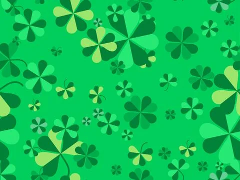 Clover seamless pattern for Saint Patrick's Day. Four-leafed and three-leafed Stock Illustration