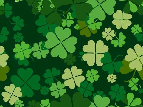 Clover seamless pattern for Saint Patrick's Day. Four-leafed and three-leafed Stock Illustration