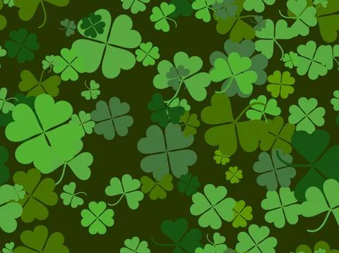 Clover seamless pattern for Saint Patrick's Day. Four-leafed and three-leafed Illustrazione stock