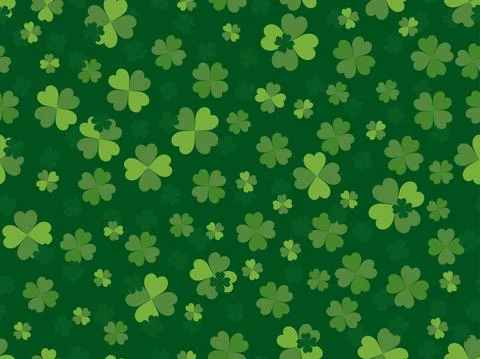 Clover seamless pattern for Saint Patrick's Day. Four-leaf clover. Festive ba Stock Illustration