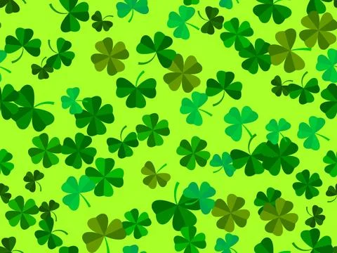 Clover seamless pattern for Saint Patrick's Day. Four-leafed and three-leaf.. Illustrazione stock
