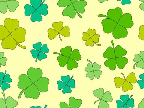 Clover seamless pattern for St. Patrick's Day. Green four-leaf and three-le.. Illustrazione stock