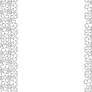 Clover. Sketch. Seamless vertical border. Trefoil and four-leafed. Stock Illustration