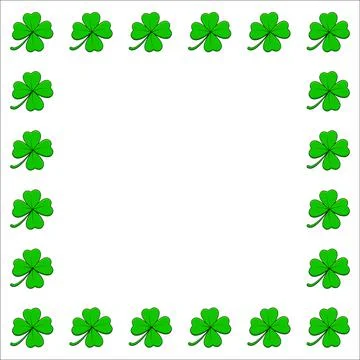 Clover square frame. Four leaf shamrock border with copy space. Vector empty  Illustrazione stock