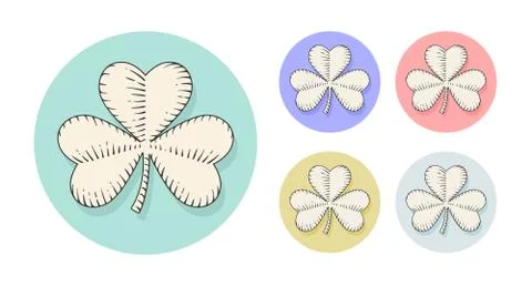 Clover for st. Patrick Day in engraving style. Hand drawn design and element. Stock-Illustration