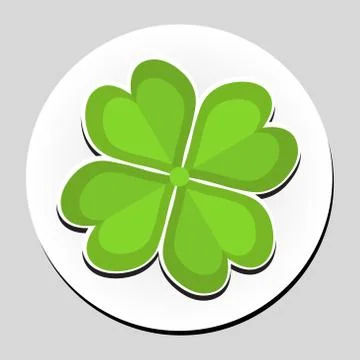 Clover sticker icon flat style. Vector illustration. Stock Illustration