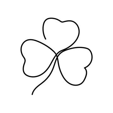 Clover with three leaves icon in line art style Stock Illustration