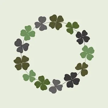 Clover wreath. Round frame of hand drawn clover leaves. St. Patrick day Stock Illustration