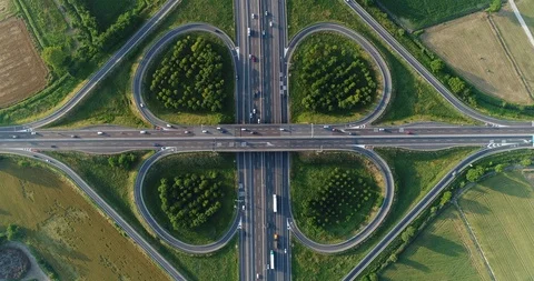 Cloverleaf interchange Stock Footage 90666665