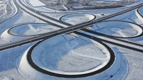 Cloverleaf interchange seen from above Video stock 125796639