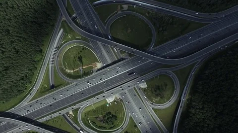 Cloverleaf Interchange Top Down Stock Footage 77080905
