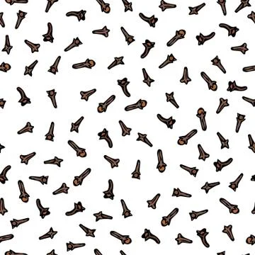 Cloves Seeds Seamless Endless Pattern. Seasonal Food Background. Spice and Stock Illustration