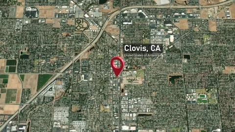 Clovis City Map Zoom (CA, USA) from Space to Earth Stock Footage 295382559
