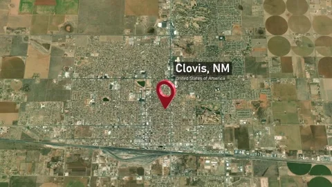 Clovis City Map Zoom (NM, USA) from Space to Earth Stock-Footage 295382688